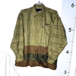 Phat Farm Yellow Blue Heathered Stripe Button-down Shirt Men's XL